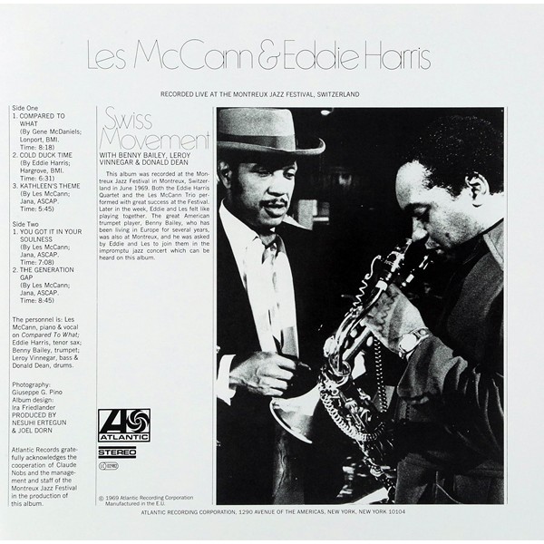 Les McCann & Eddie Harris Swiss Movement LP 180 Gram Vinyl Bernie ...