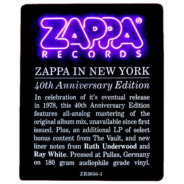 Frank Zappa Live In New York 3LP 180 Gram Vinyl Anniversary Grundman Pallas AAA EU - Vinyl Gourmet